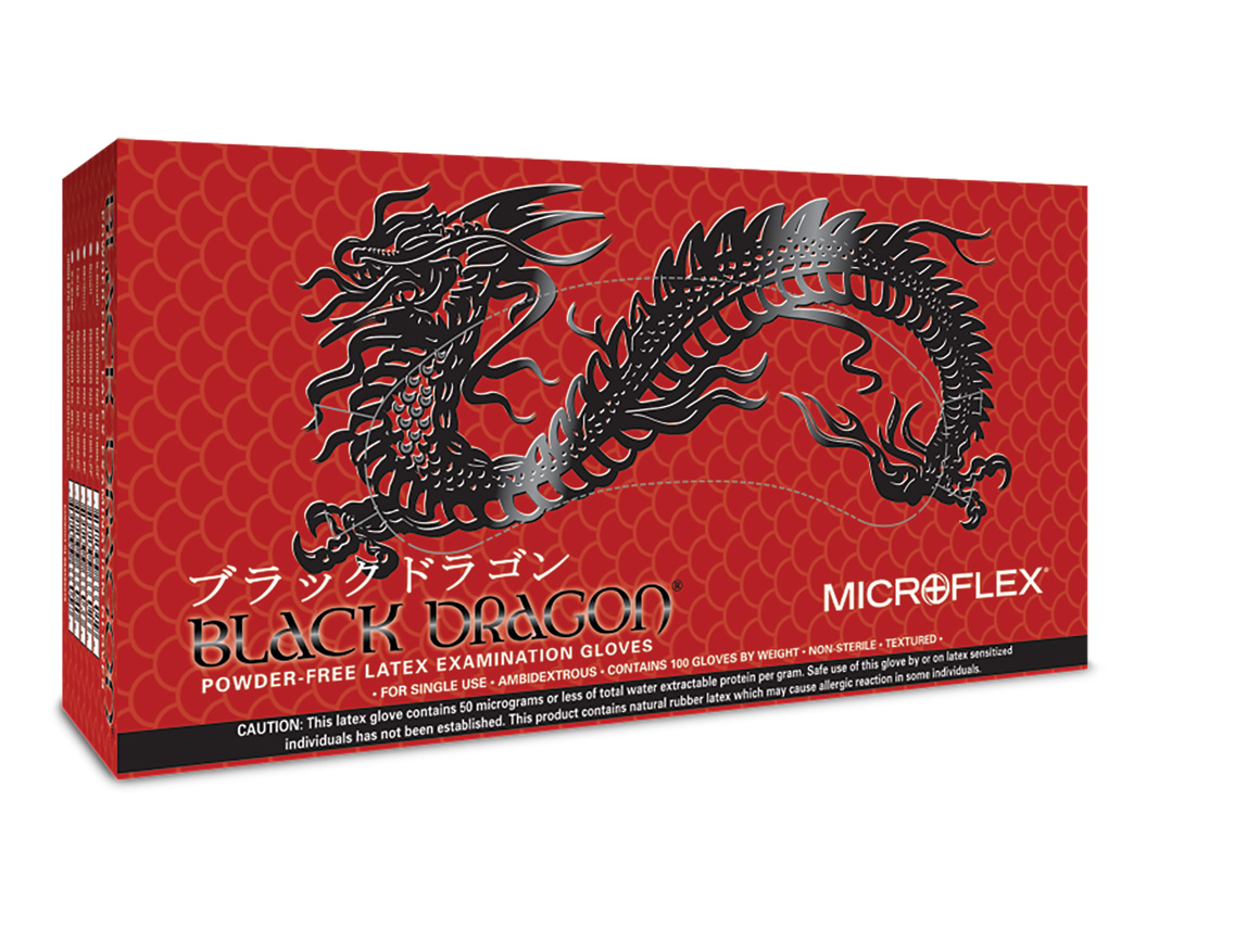 Ansell Microflex Black Dragon Zero Powder-Free Nitrile Exam Gloves